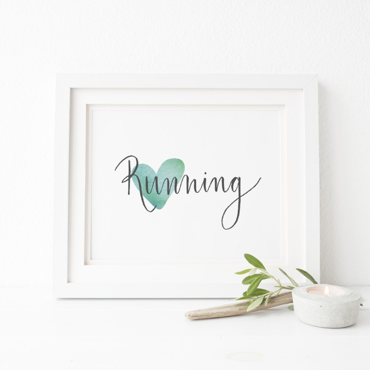 Love running 8 x 10 wall art for runners gift printable digital download